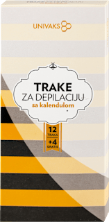 Trake za depilaciju tela sa kalendulom, 12 kom.+ 4 kom. gratis UNIVAKS
