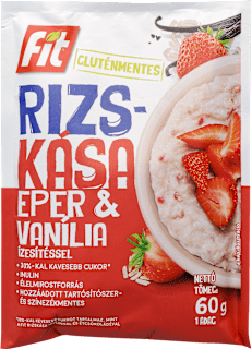 Gluténmentes rizskása, eper-vanília fit