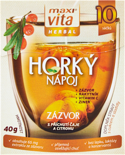 horký nápoj Zázvor s příchutí čaje a citronu 10x4 g maxi vita