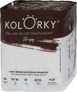 Nočné plienkové nohavičky Deluxe Velvet Sleepy - XL (12-16 kg) Kolorky