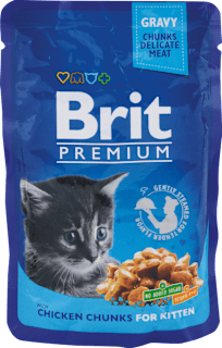 Krmivo pre mačiatka v kapsičke Premium s kuracími kúskami v omáčke Brit