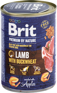 Krmivo pre citlivé psy Premium By Nature jahňacie mäso s pohánkou Brit