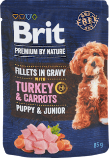 Krmivo pre šteniatka a mladé psy Premium By Nature morčacie mäso s mrkvou  Brit