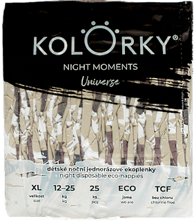 Plienky Night Moments veľkosť XL (12 - 25 kg) - Universe Kolorky