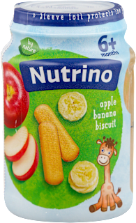 Kašica za bebe - jabuka i banana s keksom, 6+ mj. Nutrino