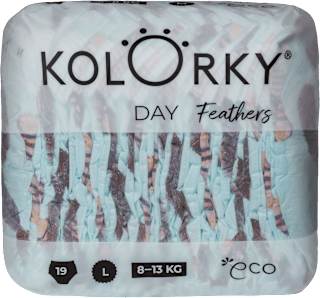 Plienky Day veľkosť L (8 - 13 kg) - pierka Kolorky