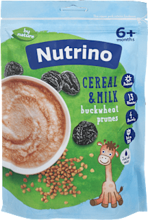 Mliječna kaša – heljda i suhe šljive, 6+ mjeseci Nutrino