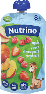 Kaša iz jabolk, breskev, jagod in malin by nature, od 8. meseca dalje Nutrino