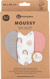 pleny bambusové mušelínové Moussy Rose Rainbows Petite&Mars