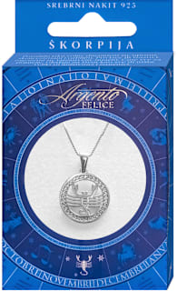 O7 srebrna ogrlica - privezak horoskopski znak - škorpija Argento FELICE