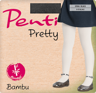 Детски чорапогащник Pretty Bambu, черен цвят, размер 3 ( 6-8 години) Penti