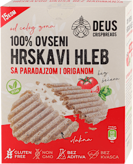 100% OVSENI HRSKAVI HLEB SA PARADAJZOM I ORIGANOM DEUS CRISPBREADS