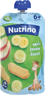 Kaša iz jabolk in banan s piškotom by nature, od 6. meseca dalje Nutrino