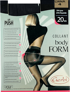 BODY FORM hulahopke 20 DEN, crna boja, veličina 4 Gerbi