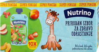 Voćni pire, jabuka, breskva, jagoda i malina, od 8. meseca Nutrino