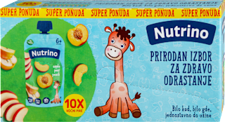 Voćni pire, jabuka, kruška i breskva, od 6. meseca, 10x100g Nutrino