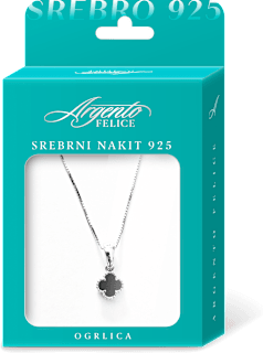 Srebrna ogrlica - crna detelina Argento FELICE