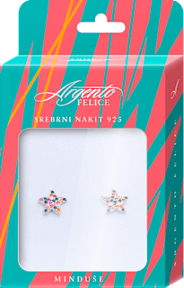 FELICE AF M3 srebrne minđuše - zvezda tuti fruti Argento FELICE