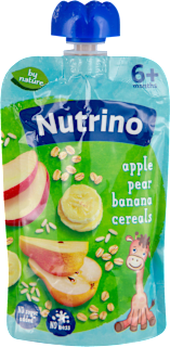 Voćni pire, jabuka, kruška, banana sa žitaricama, od 6. meseca Nutrino