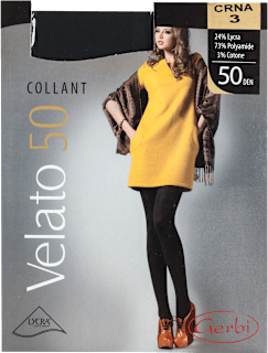 Velato hulahopke 50 DEN, crna boja, veličina 3 Gerbi