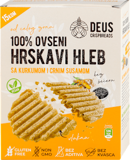 100% OVSENI HRSKAVI HLEPČIĆI SA KURKUMOM I CRNIM SUSAMOM DEUS CRISPBREADS