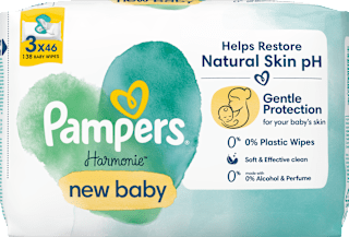 Vlhčené utierky new baby - 3 x 46 Pampers Harmonie