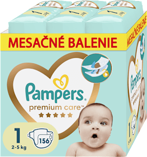 Plienky veľkosť 1 (2 - 5 kg) mesačné balenie Pampers Premium Care