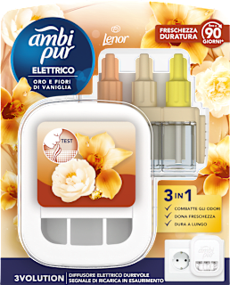 Diffusore elettrico 3volution con ricarica - Oro e fiori di vaniglia ambi pur