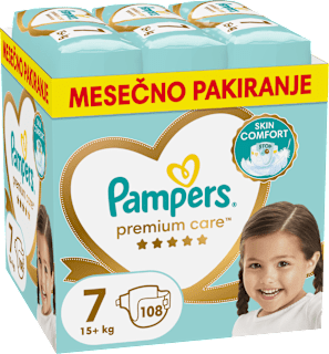 Plenice velikost 7 (15+ kg), večje pakiranje Pampers Premium Care