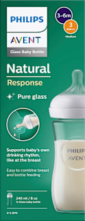 Babyflasche aus Glas Natural Response weiß, von Geburt an, 240ml PHILIPS AVENT