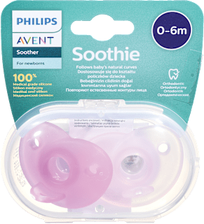 Silikonska duda Soothie, 0-6 m, roza PHILIPS AVENT