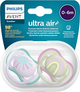 Silikonski dudi Ultra Air, 0-6m, lila in zelena PHILIPS AVENT