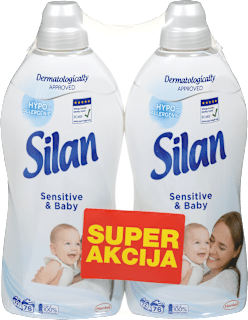 Sensitive & Baby omekšivač za rublje, 2 x 1,672 l, 2 x 76 pranja Silan