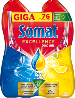 Excellence Duo Gel za mašinsko pranje posuđa, 2 x 684 ml Somat