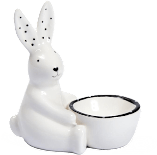 Keramički držač za jaja – bijeli u obliku zeca s crnim detaljima KUWOPA