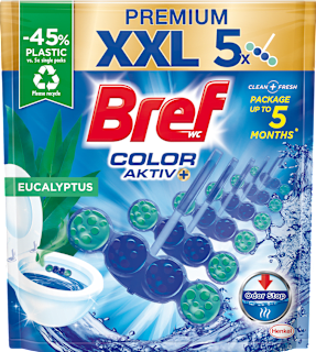 Tuhý WC blok Premium Color Aktiv+ Eucalyptus XXL Bref