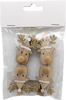 Holzklammern mit Rentiermotiv KUWOPA
