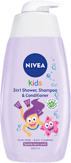 Детски 3 в 1 душ гел, шампоан и балсам Sparkle Berry NIVEA
