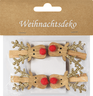 Holzklammern Rentier KUWOPA