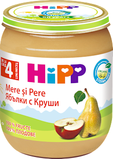 Био плодово пюре с ябълки и круши HiPP