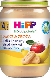 Jabłka i banany z biszkoptami BIO, po 4. miesiącu HiPP