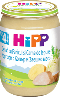 Пюре с картофи, див копър и заешко месо HiPP