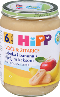 Kašica - jabuka i banana sa dečijim keksom, od 6. meseca HiPP