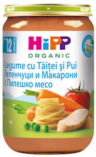 Meniu legume cu tăiței și pui 12+ ECO HiPP