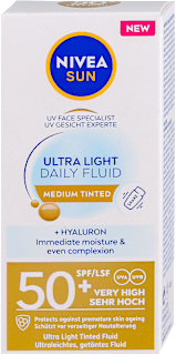 UV FACE SPECIALIST ULTRA LIGHT DAILY lagani fluid, spf 50+, medium tinted NIVEA SUN