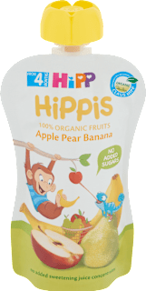 Bio bébidesszert alma- körte-banán gyümölcspüré 4 hónapos kortól HiPP