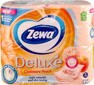 Deluxe Cashmere Peach toaletni papir - breskva, troslojni, 4 Aquatube rolne Zewa