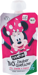 Bio ovocná kapsička jablko, banán a broskyňa - Minnie PURE & FUN