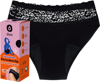 Periodenunterwäsche Slip mit Spitze Schwarz, Gr. M dais
