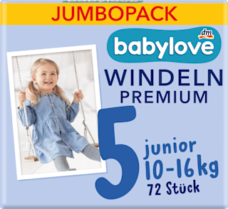 Windeln Premium Gr. 5 Junior (10-16 kg), Jumbopack babylove